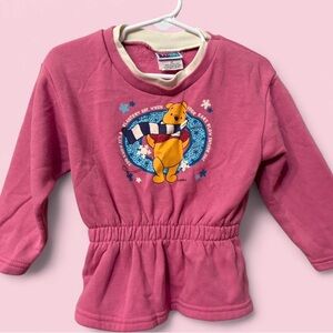 Vintage Disney Winnie the Pooh Blustery Day Sweatshirt 3T Pink USA Made 90s